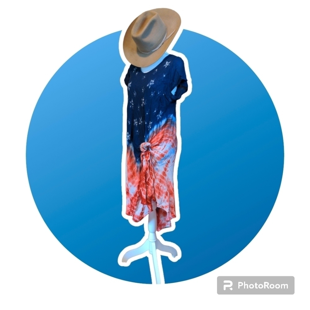 TIE DYE red white blue FASHION FORCE -swim coverup 4th Of July READY!❤️🤍💙 - Picture 2 of 13